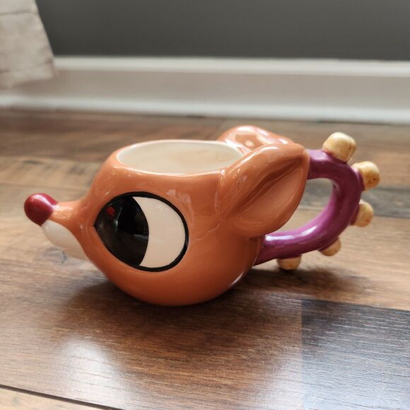 Lot 2 Enesco Rudolph & Clarice Reindeer Island Of Misfit Toys Christmas Mugs Vtg - Picture 10 of 15